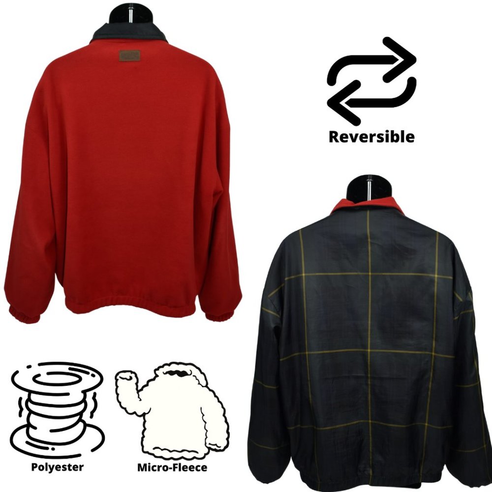 Pendleton Xl Red Microfleece Jacket Reversible Fu… - image 5